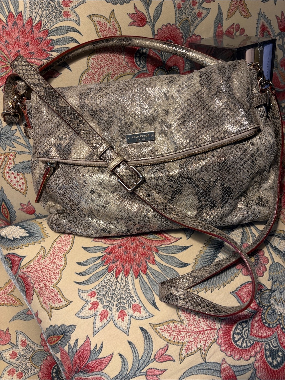 kate spade Metallic Snake-Print Shoulder Bag